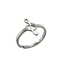 Load image into Gallery viewer, Adjustable Stainless Steel Single Ring - Elegant Musical Note Design, Opening Ring, Finger Jewelry, G Key