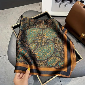 Vibrant Ditsy Floral Square Scarf for Men and Women - Soft, Multi-Functional Fashion Accessory for All Seasons, Paisley Pattern