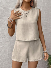 Load image into Gallery viewer, Round Neck Sleeveless Top and Shorts Set in 5 Colors