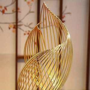 Elegant Golden Metal Abstract Decorative Ornament - Luxury Modern Accent for Living Room, Office Centerpiece, and Dining Table