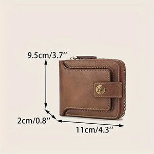 Men's Stylish Tree Pattern Wallet - Zipper Buckle, PU Credit Card Holder, Small Zipper Coin Storage, Button Closure