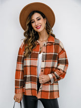 Load image into Gallery viewer, Shiny Plaid Button Up Collared Neck Jacket in 4 Colors