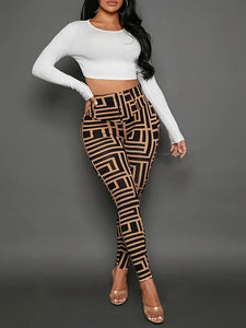 Vibrant Geo Print High Waist Skinny Leggings - Stretchy, Comfortable, and Flattering for Everyday Wear