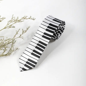 Mens Stylish Woven Polyester Piano Key Pattern Tie - Perfect for Party, Ideal Gift Choice for Music Lovers - 2 Colors