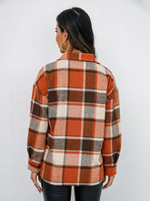 Load image into Gallery viewer, Shiny Plaid Button Up Collared Neck Jacket