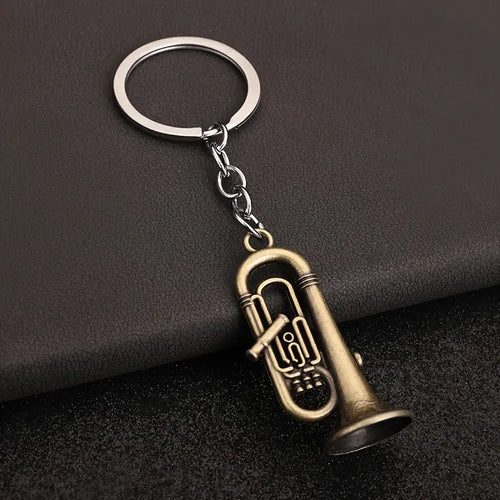 Vintage-Style Miniature Metal Alto Horn, Tuba Keychain - Retro Music-Themed Accessory with Zinc Alloy Material and Durable Construction