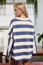 Load image into Gallery viewer, Oh Striped Johnny Collar Long Sleeve T-Shirt