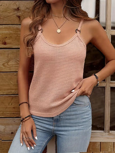 Solid Color Spaghetti Strap Top, Casual Sleeveless Cami Top For Spring & Summer, Women's Clothing- Size: S