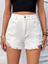 Load image into Gallery viewer, Distressed Raw Hem High Rise Denim Shorts in 3 Colors - #shop_name - Shorts