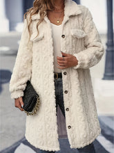 Load image into Gallery viewer, Fuzzy Button Up Long Sleeve Longline Coat