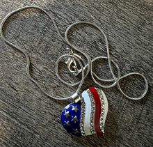 Load image into Gallery viewer, Steel Necklace with Heart Shape and American Flag Design