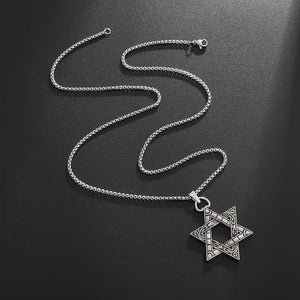 Classic Vintage Star Of David Pendant Necklace For Men and Women, Trendy Charm Street Party Amulet Jewelry Gift