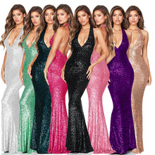 Load image into Gallery viewer, European And American Evening Dress, Women&#39;s Deep V Halter Backless Dress in 8 Colors