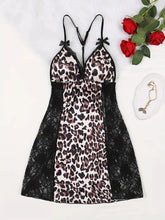 Load image into Gallery viewer, Sultry Leopard Print Lace-Trimmed Nightdress - Sensual Backless Design with Deep V-Neck - Comfy Sleep &amp; Lounge Wear -Size: M