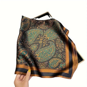 Vibrant Ditsy Floral Square Scarf for Men and Women - Soft, Multi-Functional Fashion Accessory for All Seasons, Paisley Pattern