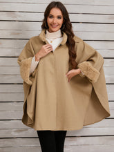 Load image into Gallery viewer, Fuzzy Trim Long Sleeve Poncho