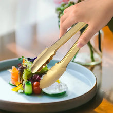 Load image into Gallery viewer, Champagne Golden Stainless Steel Serving Tongs, 9&quot; Easy Grip