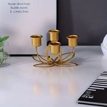 Load image into Gallery viewer, Elegant European For Lotus Flower 4-Cup Iron Candle Holder - Perfect For Dining &amp; Kitchen Decor