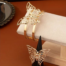 Load image into Gallery viewer, Boho Chic Set: Hollow Butterfly &amp; Geometric Bangle And Ring - Iron Fashion Jewelry For Women