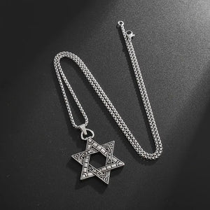 Classic Vintage Star Of David Pendant Necklace For Men and Women, Trendy Charm Street Party Amulet Jewelry Gift