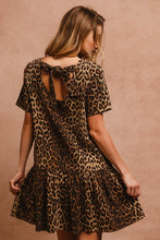 Load image into Gallery viewer, BiBi Tie Back Leopard Round Neck Short Sleeve Dress