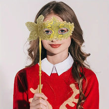 Load image into Gallery viewer, Elegant Venetian Princess Party Mask With Holding Stick, Evening Prom Masquerade Mask, Halloween, in 2 Colors