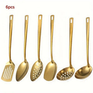 Luxury Stainless Steel Tableware Set - Multipurpose Spoon Set Including Utility Shovel, Rice Scoop, Colander & Soup Spoon