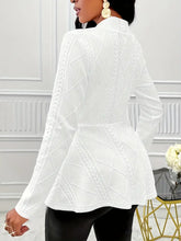 Load image into Gallery viewer, Chic Single-Button Blazer - Tailored Fit with Ruffle Hem Detail, Elegant Long Sleeve - Size: L