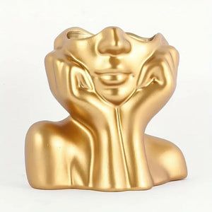 Golden Nordic-Inspired Resin Vase with Human Figure Design - Creative Desktop Flower Holder for Home Decor