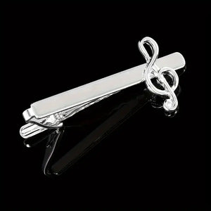 Fashionable Alloy Music Note Tie Clip And Cufflinks Set For Men - Business French Style Accessories