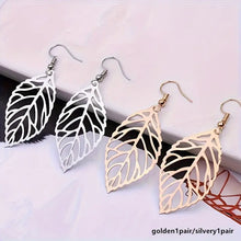 Load image into Gallery viewer, Stylish And Simple Leaf-shaped Hollow Hook Earrings, Elegant Retro Ear Jewelry Gift For Teen Girls