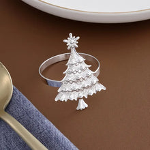 Load image into Gallery viewer, Pack of 6 Christmas Tree Napkin Rings, Napkin Buckles, Silver Color