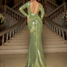 Load image into Gallery viewer, Sexy Slim Long Sleeve Backless Party Sequined Evening Dress