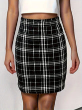 Load image into Gallery viewer, Plaid Pattern High Waist Skirt, Elegant Body-con Mini Skirt, Women&#39;s Clothing