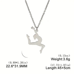 Ballet Dancing Girl Pendant Necklace For Women, Golden Color Stainless Steel Necklace Jewelry Style2