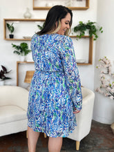 Load image into Gallery viewer, Double Take Full Size Printed Drawstring Waist Long Sleeve Dress