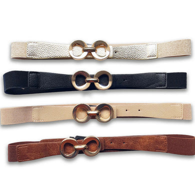 Vintage Sweet Style Women's Adjustable PU Leather & Elastic Waist Belt in 4 Colors