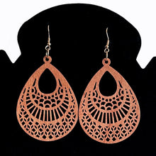 Load image into Gallery viewer, Vintage Design: Wooden Dangle Hook Earrings - Fashionable Bohemian Accessory for Women &amp; Girls