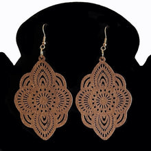 Load image into Gallery viewer, Vintage Design: Wooden Dangle Hook Earrings - Fashionable Bohemian Accessory for Women &amp; Girls