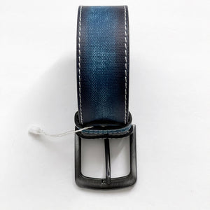 PU Leather Belt, Textured, The Ultimate Official Gift for Men - Color: Denim Blue - Length: 125