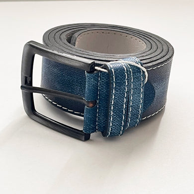 PU Leather Belt, Textured, The Ultimate Official Gift for Men - Color: Denim Blue - Length: 125