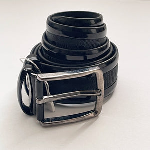 PU Leather Belt, Stripe Patterned, The Ultimate Official Gift for Men - Color: Black - Length: 110 cm