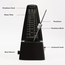 Load image into Gallery viewer, Mechanical Metronome Black Musical Instruments Plastic Metronome High-Precision Beat Tempo