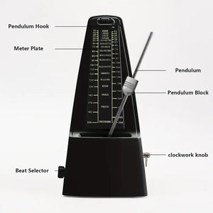 Mechanical Metronome Black Musical Instruments Plastic Metronome High-Precision Beat Tempo