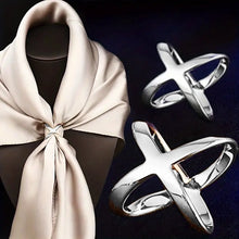 Load image into Gallery viewer, Elegant Glossy Zinc Alloy Circular Cross Scarf Buckle - Simple, Casual, Silky Shawl Ring Accent