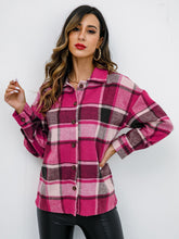 Load image into Gallery viewer, Shiny Plaid Button Up Collared Neck Jacket in 4 Colors