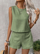 Load image into Gallery viewer, Round Neck Sleeveless Top and Shorts Set in 5 Colors