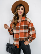 Load image into Gallery viewer, Shiny Plaid Button Up Collared Neck Jacket in 4 Colors