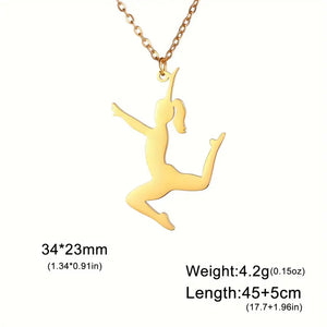 Ballet Dancing Girl Pendant Necklace For Women, Golden Color Stainless Steel Necklace Jewelry Style3