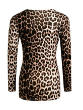 Load image into Gallery viewer, Leopard Print Twist Tunic - Flattering V Neck, Slimming Long Sleeves - Womens Fashion Casual Top with Figure-Embracing Twist Detail -2 Sizes